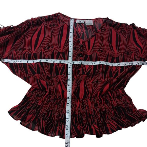 Y2K VINTAGE Sheer Top Blouse S Smocked Ruffle Coquette Vamp Romantic Peplum Goth - Picture 4 of 12